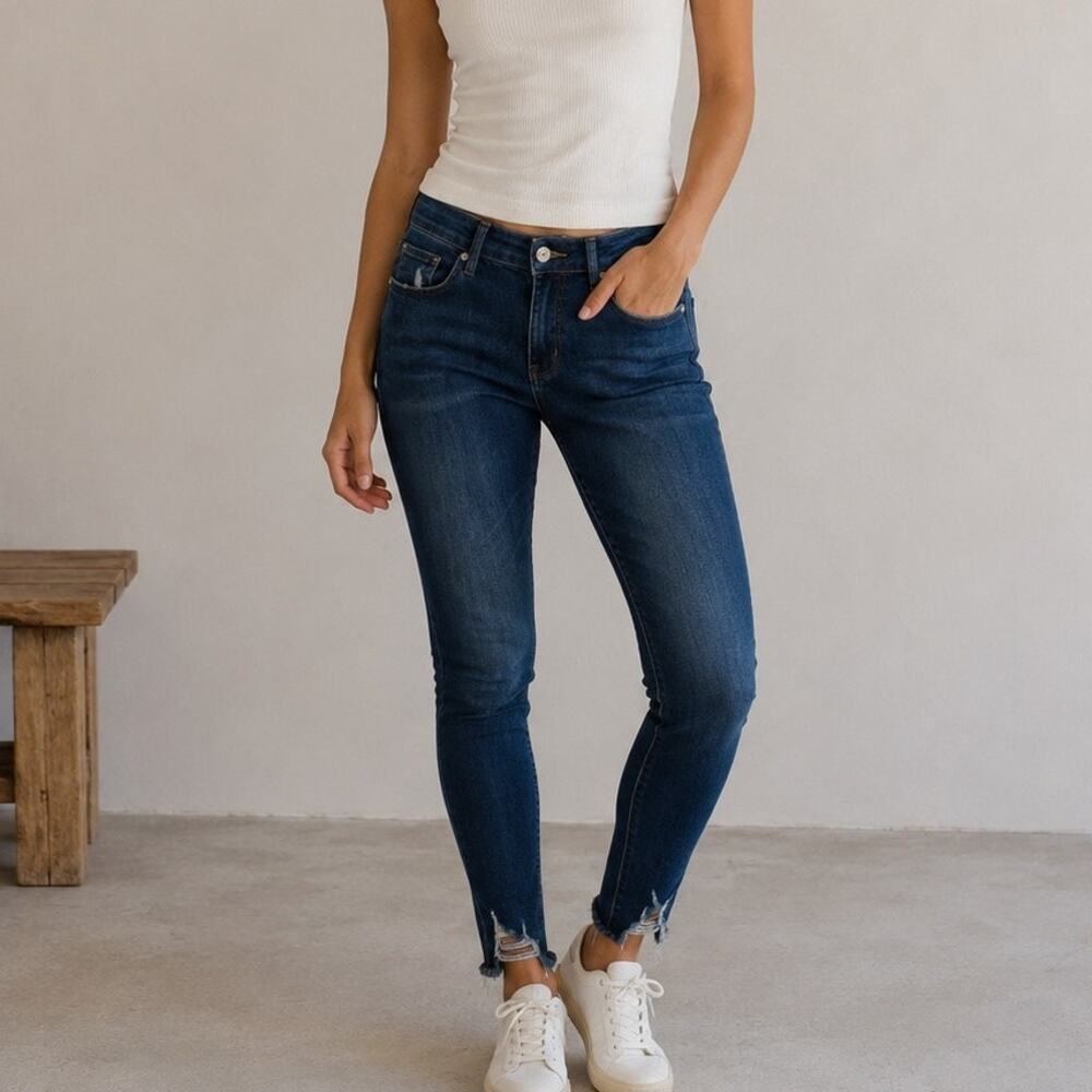 Good American Blue Denim Good Waist Distressed Skinny Jeans 20
